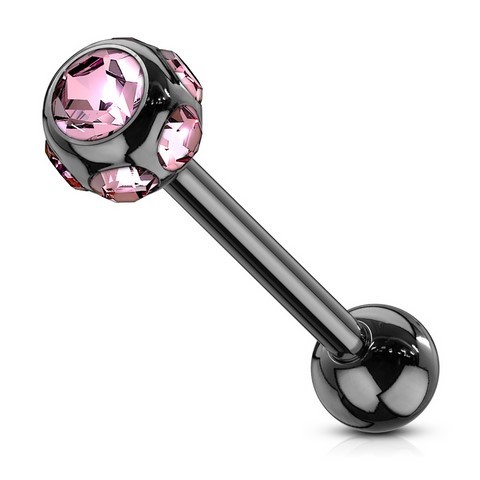 Piercing Langue barbell carrousel cristal